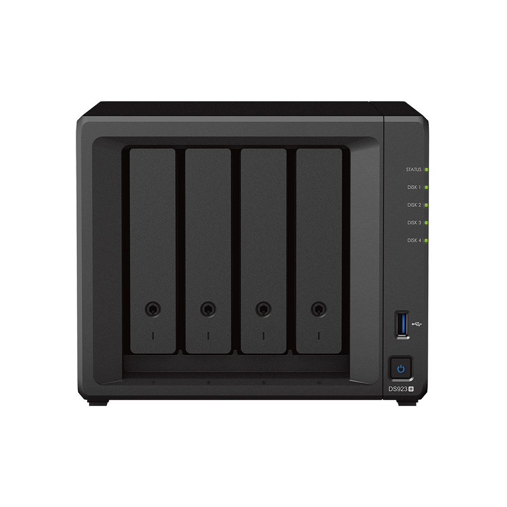 Synology DiskStation DS923+ 4Bay NAS ( AMD Ryzen R1600 2.6GHz, 4GB ECC DDR4(Max.16GB*2), NVM2*2, GigaLan x2)